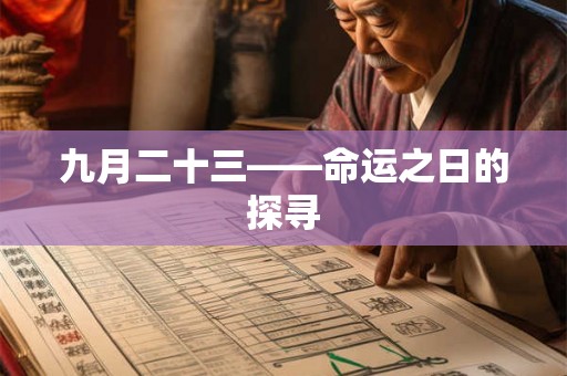 九月二十三——命运之日的探寻