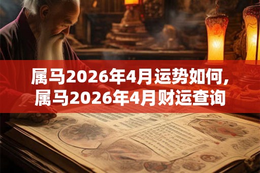 属马2026年4月运势如何,属马2026年4月财运查询
