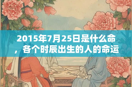 2015年7月25日是什么命，各个时辰出生的人的命运