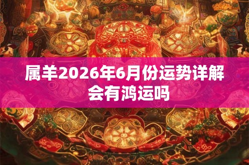 属羊2026年6月份运势详解  会有鸿运吗