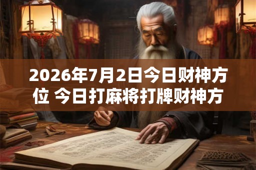 2026年7月2日今日财神方位 今日打麻将打牌财神方位！