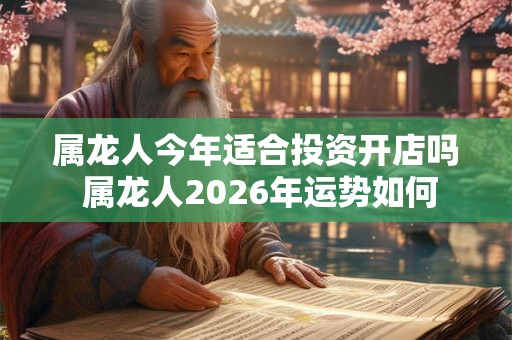 属龙人今年适合投资开店吗 属龙人2026年运势如何 属龙人今年适合投资开店吗 属龙人2026年运势如何