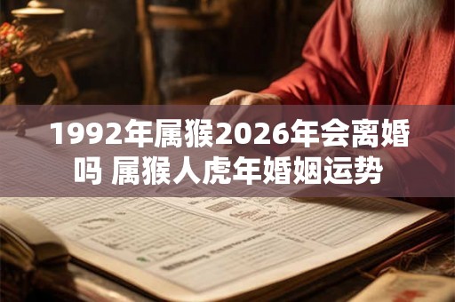1992年属猴2026年会离婚吗 属猴人虎年婚姻运势