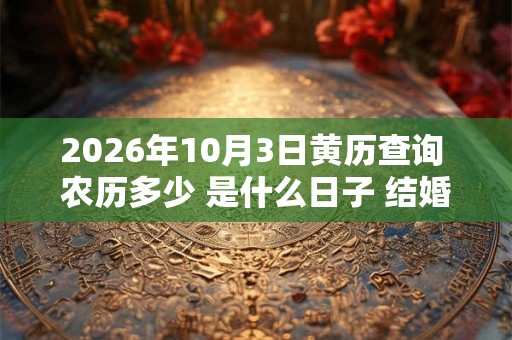 2026年10月3日黄历查询 农历多少 是什么日子 结婚吉时 2026年10月3日黄历查询 农历多少 是什么日子 结婚吉时