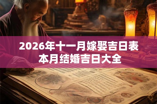 2026年十一月嫁娶吉日表 本月结婚吉日大全
