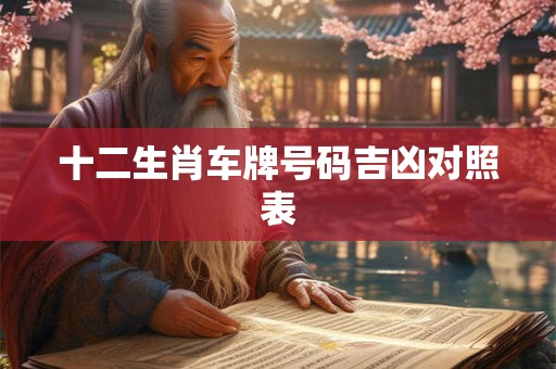 十二生肖车牌号码吉凶对照表