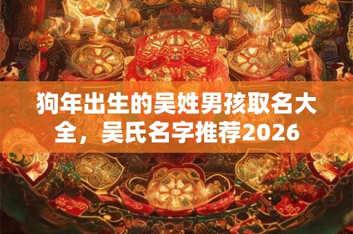 狗年出生的吴姓男孩取名大全，吴氏名字推荐2026