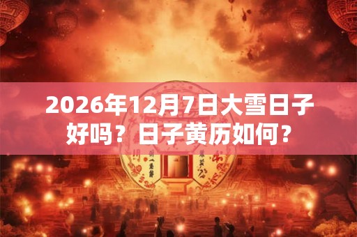 2026年12月7日大雪日子好吗？日子黄历如何？