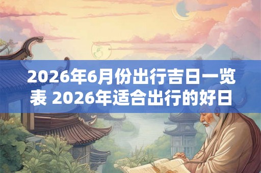 2026年6月份出行吉日一览表 2026年适合出行的好日子