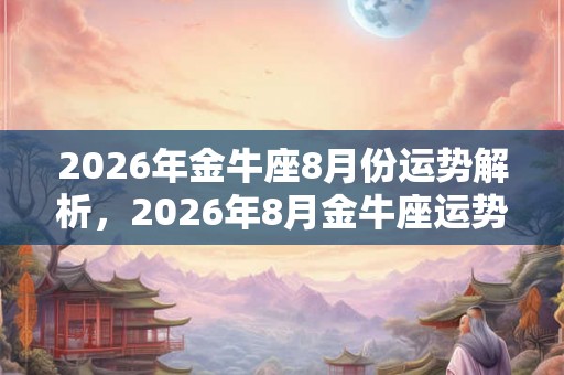 2026年金牛座8月份运势解析,2026年8月金牛座运势好吗? 2026年金牛座8月份运势解析,2026年8月金牛座运势好吗?