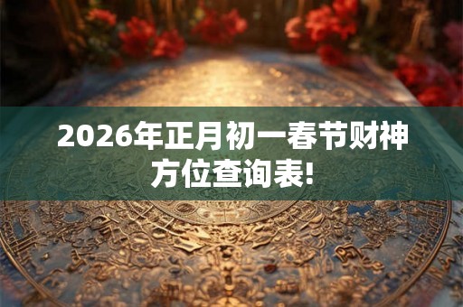 2026年正月初一春节财神方位查询表! 2026年正月初一春节财神方位查询表!