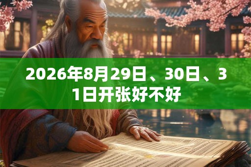 2026年8月29日、30日、31日开张好不好