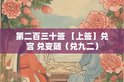 第二百三十签 【上签】兑宫 兑变随（兑九二）