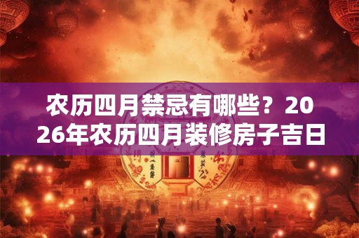 农历四月禁忌有哪些？2026年农历四月装修房子吉日