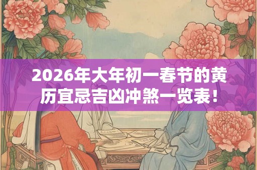 2026年大年初一春节的黄历宜忌吉凶冲煞一览表！