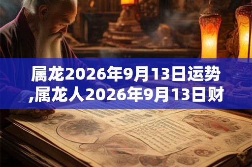 属龙2026年9月13日运势,属龙人2026年9月13日财运,生肖龙2026年9月13日运势