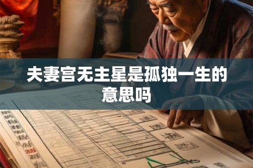 夫妻宫无主星是孤独一生的意思吗