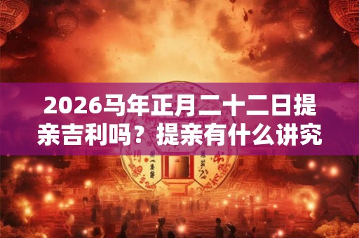 2026马年正月二十二日提亲吉利吗？提亲有什么讲究？