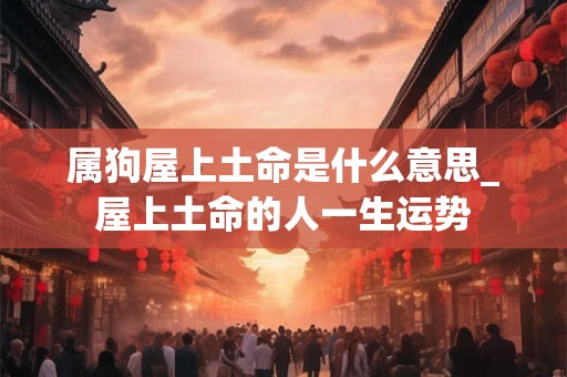 属狗屋上土命是什么意思_屋上土命的人一生运势