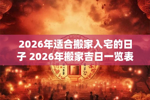 2026年适合搬家入宅的日子 2026年搬家吉日一览表