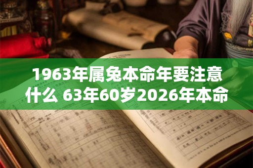 1963年属兔本命年要注意什么 63年60岁2026年本命年佩戴什么好