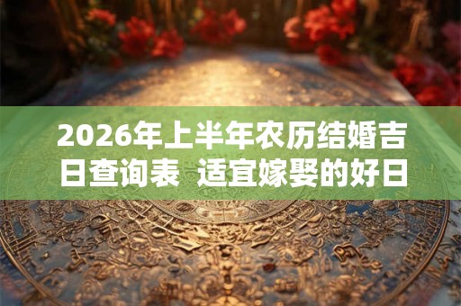 2026年上半年农历结婚吉日查询表  适宜嫁娶的好日子2026