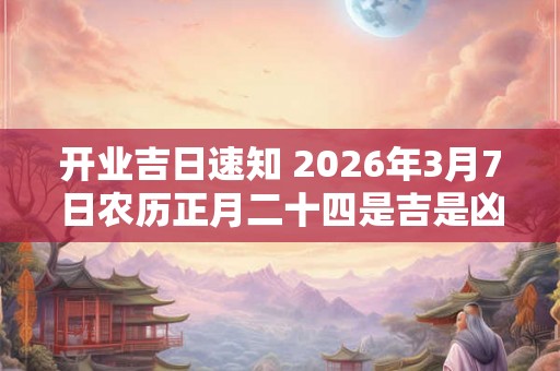 开业吉日速知 2026年3月7日农历正月二十四是吉是凶
