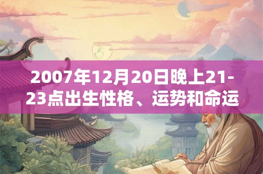 2007年12月20日晚上21-23点出生性格、运势和命运 2007年12月20日晚上21-23点出生性格、运势和命运