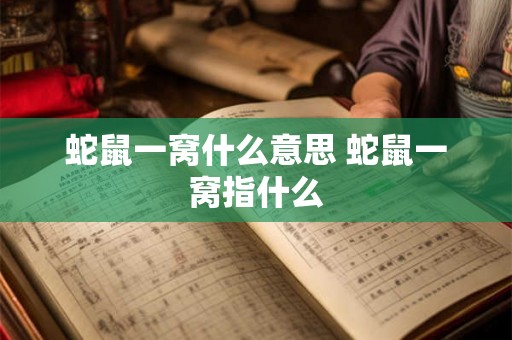 蛇鼠一窝什么意思 蛇鼠一窝指什么
