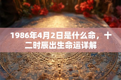 1986年4月2日是什么命，十二时辰出生命运详解