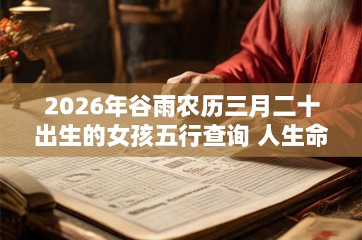 2026年谷雨农历三月二十出生的女孩五行查询 人生命运如何