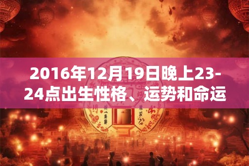 2016年12月19日晚上23-24点出生性格、运势和命运