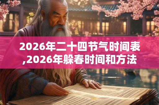 2026年二十四节气时间表,2026年躲春时间和方法