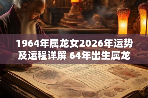 1964年属龙女2026年运势及运程详解 64年出生属龙人2026全年每月运势女性