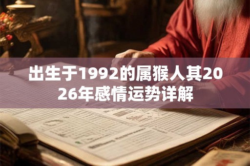出生于1992的属猴人其2026年感情运势详解 出生于1992的属猴人其2026年感情运势详解
