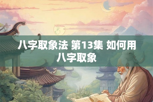 八字取象法 第13集 如何用八字取象