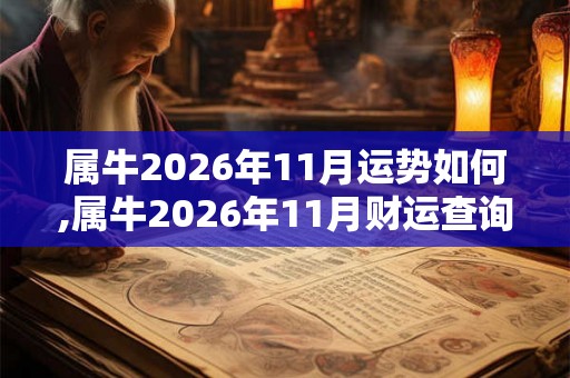 属牛2026年11月运势如何,属牛2026年11月财运查询