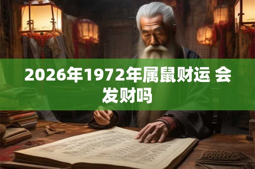 2026年1972年属鼠财运 会发财吗