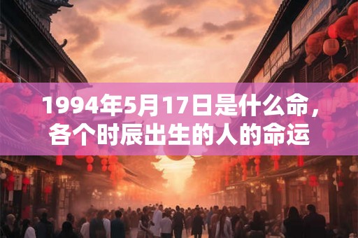 1994年5月17日是什么命，各个时辰出生的人的命运