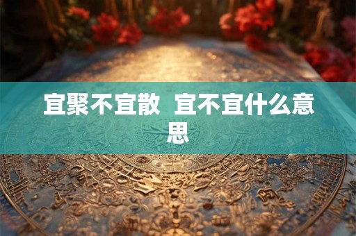 宜聚不宜散  宜不宜什么意思