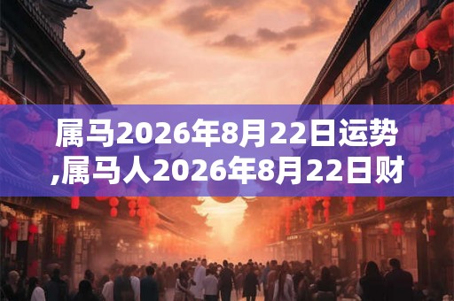 属马2026年8月22日运势,属马人2026年8月22日财运,生肖马2026年8月22日运势