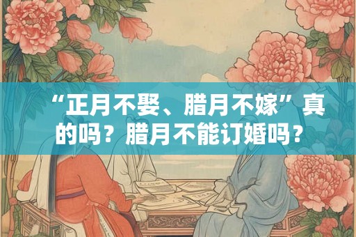 “正月不娶、腊月不嫁”真的吗?腊月不能订婚吗? “正月不娶、腊月不嫁”真的吗?腊月不能订婚吗?