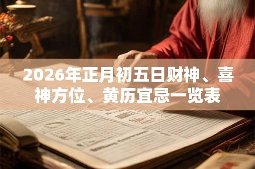 2026年正月初五日财神、喜神方位、黄历宜忌一览表 2026年正月初五日财神、喜神方位、黄历宜忌一览表