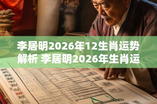 李居明2026年12生肖运势解析 李居明2026年生肖运势如何