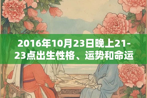 2016年10月23日晚上21-23点出生性格、运势和命运