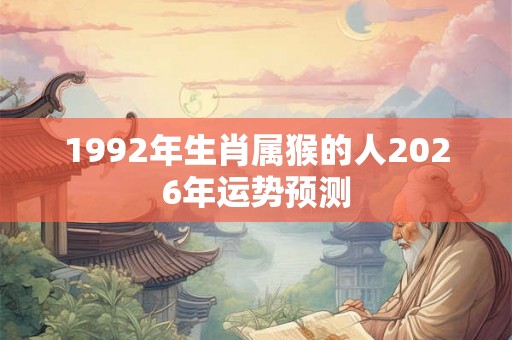 1992年生肖属猴的人2026年运势预测