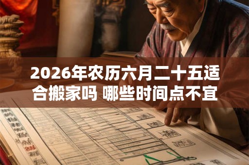 2026年农历六月二十五适合搬家吗 哪些时间点不宜搬家