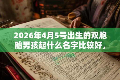 2026年4月5号出生的双胞胎男孩起什么名字比较好，五行属什么
