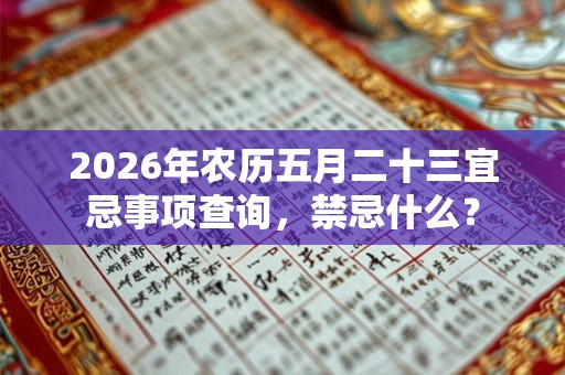 2026年农历五月二十三宜忌事项查询，禁忌什么？