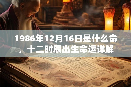 1986年12月16日是什么命，十二时辰出生命运详解
